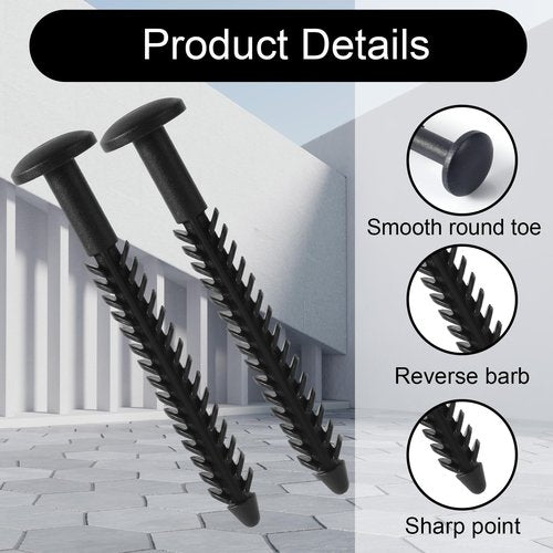12pcs Vinyl Shutter Fasteners, 3in Plastic Shutter Screws for Windows Reverse Barb Exterior Spike Loks Pin Easy Installation Quick Window Blind Fasteners (Black)