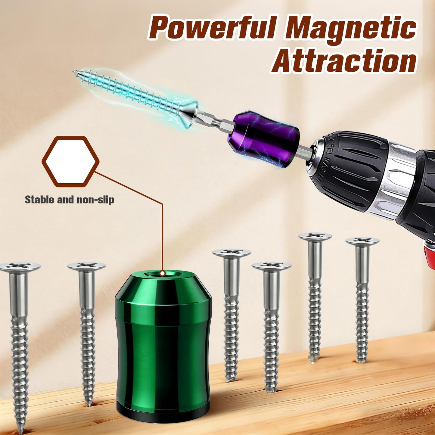 GRENTOOL Magnetic Screw Ring: 1/4 Inch (6.35mm) Universal Detachable Drill Bit Magnetizer, Strong Magnetic Adhesion Prevents Screw Drop for Hex Screwdriver and Power Bits (3 Pcs)