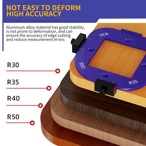 2 Pcs Radius Jig Router Templates for Woodworking (R10-R25 & R30-R50) with Free Bearing Trimmer for Edge Smoothing & Carpentry DIY Wooden Board Arc Cutting Auxiliary Tool