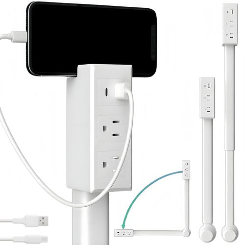 180° Rotating Extendable Wall Outlet – 44-70cm Adjustable Length, USB-A/USB-C + 2 AC Ports – Perfect for Behind Couches, Beds, and Desks in Home/Office Power Solution