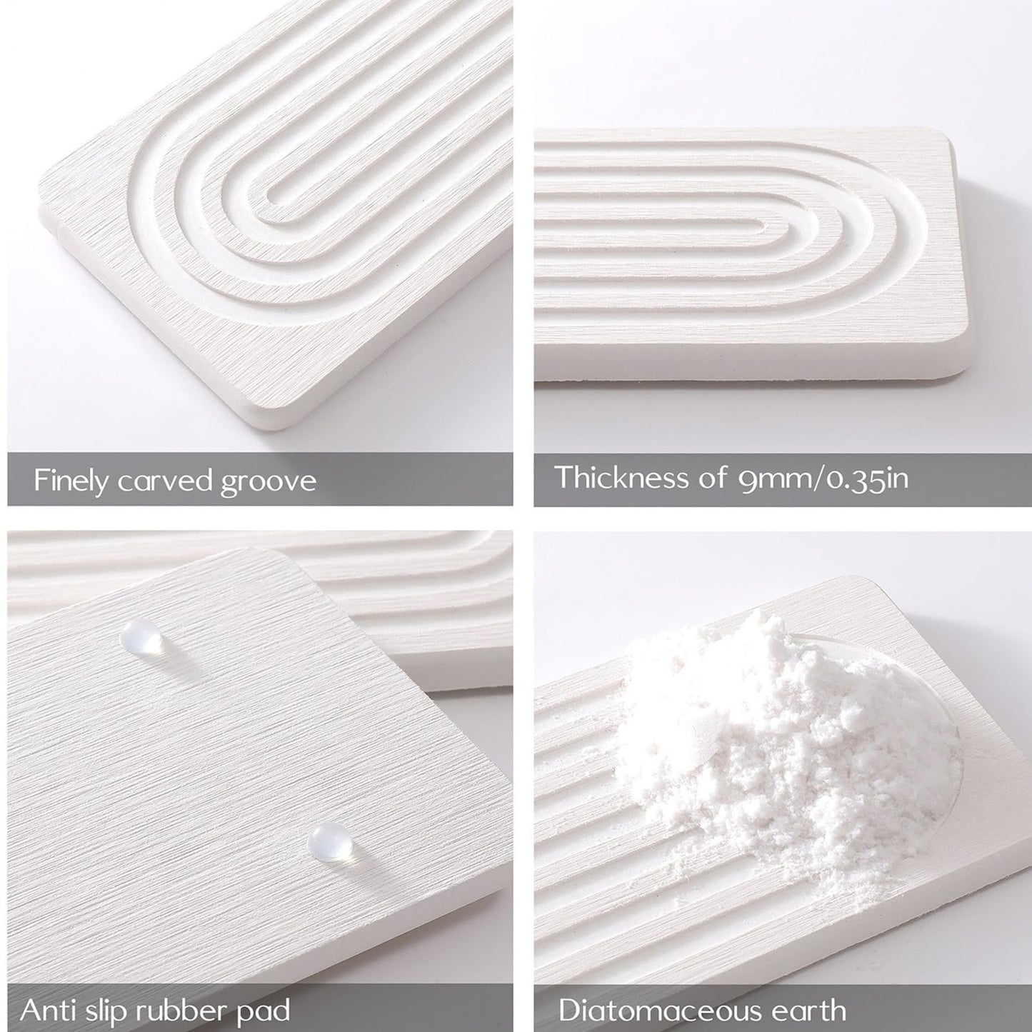 Sink Drip Mat - 12 Inch Diatomite Absorbent Faucet Protector for Free Surfaces, Quick Drying Stone Tray with Splash Guard Function, Kitchen and Bathroom Counter Tray for Soap Water Accessories
