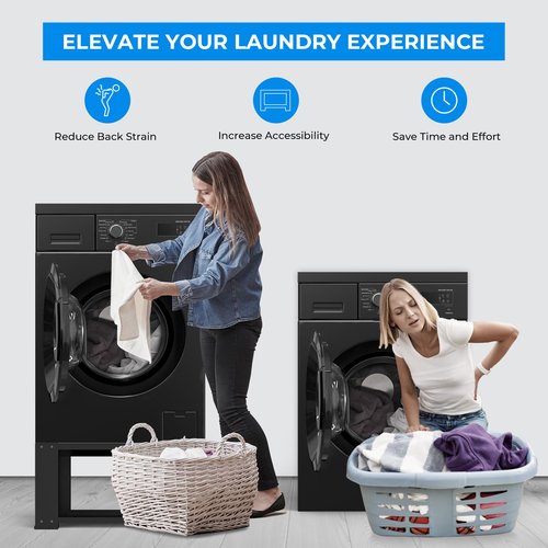 Laundry Pedestal for Washer and Dryer 18" Height - Fit 27 and 28 Inch Washer and Dryer Stand Riser Heavy Duty Steel 700lbs Capacity Universal Washing Machine Pedestals Black