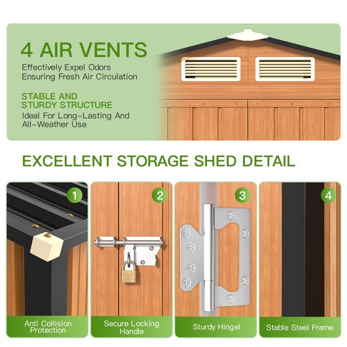 Outdoor Storage Shed, 5x3 Ft Metal Steel Tiny House with Lockable Door, Vertical Outside Storage Building for Garden, Backyard, Lawn, Patio Utility, Tool Storage