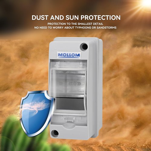 MOLLOM 2 Way Circuit Breaker MCB Distribution Protection Box with DIN Rail, IP65 Waterproof,for Indoor and Outdoor