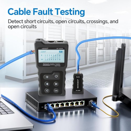 NOYAFA NF-8209 Network Cable Tester, Ethernet Cable Wire Tester with POE & NCV for CAT5/CAT6 Wire Tracer, Length Test, RJ45 Network Tester Kit for Cable Tracer Telephone Line Finder Home Repair