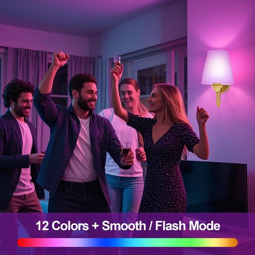 Battery Operated Wall Sconces Set of 2, Wireless Dimmable LED Wall Lights with Rechargeable 15 Colors Bulb & Remote, Timer & Flash/Smooth Light Mode, Bedroom Living Room Hallway Staircase Gold