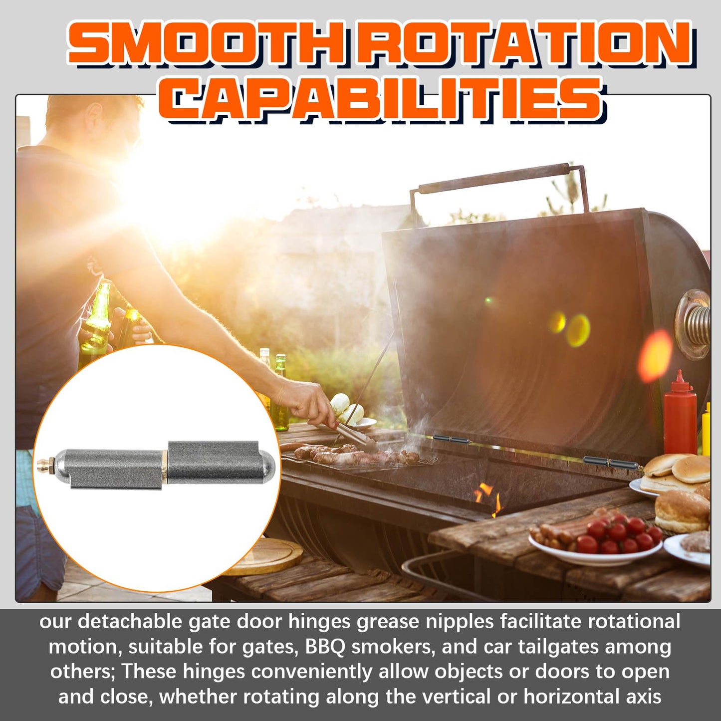 Zonon 5 Pcs 3 Inch BBQ Smoker Bullet Weld on Bullet Hinge Carbon Steel Weldable Barrel Hinges Heavy Duty Weld on Hinge Detachable Gate Door Hinge for Swing Door Trailer Ramp