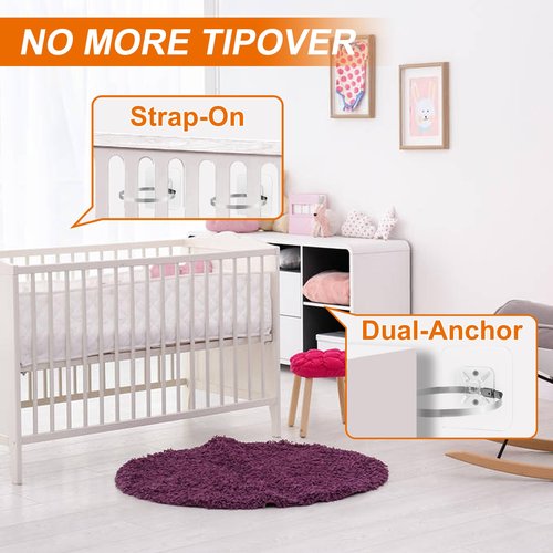 WRICHEAR 40 Packs Adhesive Furniture Anchors, Baby Proofing Anti Tip Furniture Straps Kit, No Drill Adjustable Child Safety Furniture Wall Anchors for Dresser,Bookshelf,Cabinet,Floor Lamp,Mirror