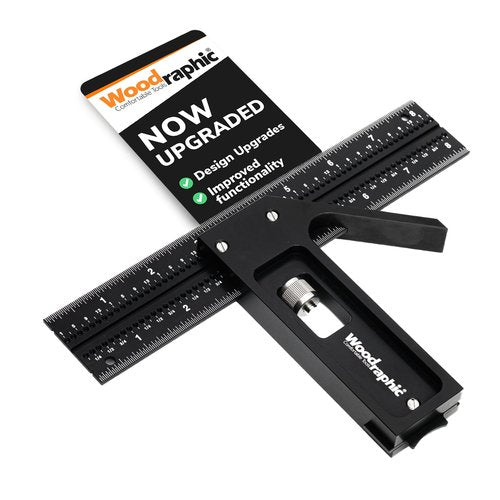 Woodraphic Upgraded Precision Square for Woodworking – 8 Inch Triangle Ruler with Side Scale | CNC-Machined Aluminum Layout Tool | 90 Degree Right Angle Framing & Marking Square