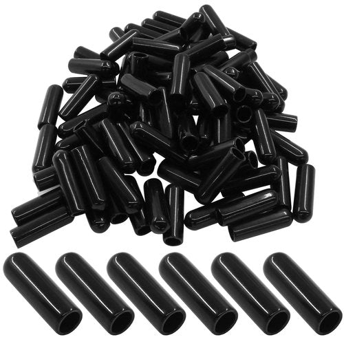 Kyuionty 60PCS Vinyl Flexible Rubber End Caps, 6mm ID ID Bolt Screw Thread Protectors (Black)