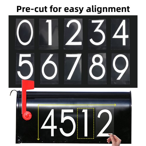 2 inch 30 Pcs Reflective Mailbox Numbers Stickers for Outside, Easy Installation with Prolonged Backing for and Pre-cut, Self Adhesive White Vinyl Address for House Address Sign Window Trash Bins