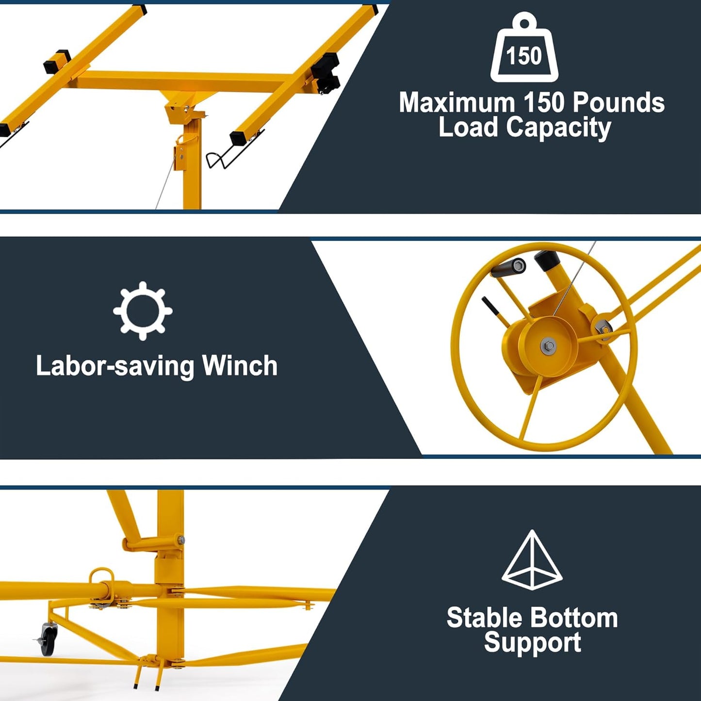 11 Ft Drywall Lift,Drywall Rolling Lifter Panel,150LBS Heavy Duty Sheetrock Lift Drywall Lift,Drywall Lift Panel Hoist Jack with 360° Adjustable Telescopic Arm & 3 Lockable Wheels