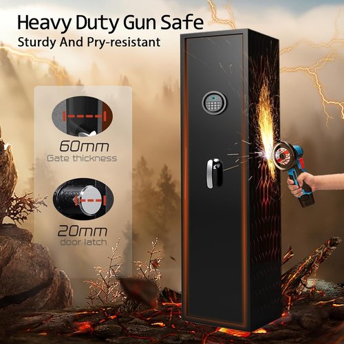 SHICHI 8-12 Gun Safes for Rifles and Pistols, Electronic Rifle Safes for Home, Shotgun Long Gun Cabinets, Large Gun Locker, Dual Alarm & Mute Mode Switching, Quick Access, No Assembly Required