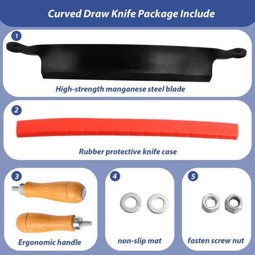 10'' Draw Knife,Draw knife debarking tool,Curved Draw Knife,Draw Shave Tool Debarking Hand Tool,ergonomic handle,simple and effortless to use,bark stripper tool