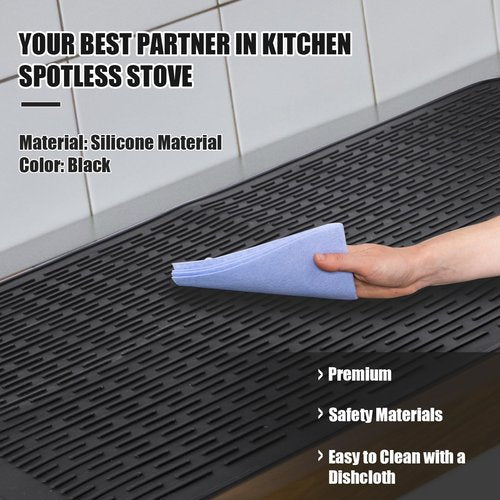 Silicone Electric Stove Cover Pad, Classic Black Non-Slip Cooktop Protector Mat Heat Resistant Silicone Stove Top Protector Large Stove Cover for Kitchen Dish RV Countertop Induction Counter