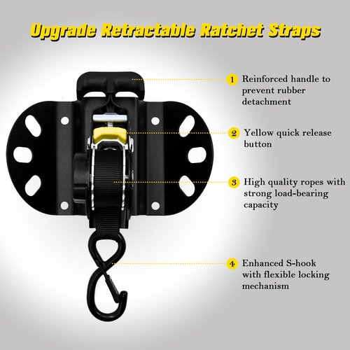 2PCS Retractable Ratchet Straps Compatible with Ford F-150 2015-2025, 10 Ft Retractable Truck Bed Ratchet Straps with Box Link Plates & Reinforced Bracket, for Ford F-250/350/450/550 2017-2025