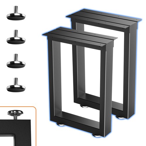 SKYSEN 16" Metal Table Legs, Desk Legs, Coffee Table Legs,Bench Legs for Desk, Coffee Tables, Dining Tables, Benches-16 * 11.8" Square Shape- Heavy Duty- Thickened Material- Black(zt-f-16"*11.8")