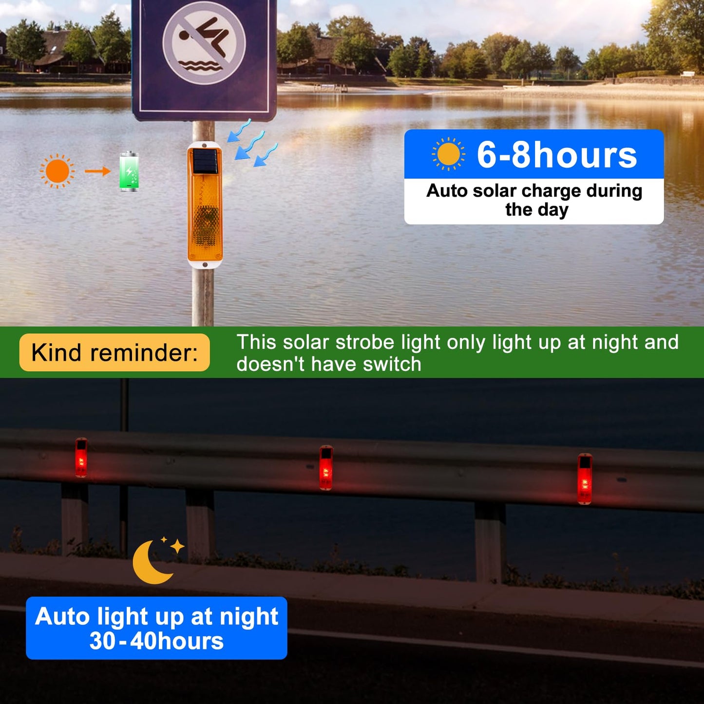 Aolyty Solar Warning Lights, Bright Solar Strobe Lamp Strong Magnetic Base, Waterproof LED Beacon Safety Light Outdoor 4 Pack for Vehicle, Construction Site, Barricade, Driveway, Dock (Yellow)