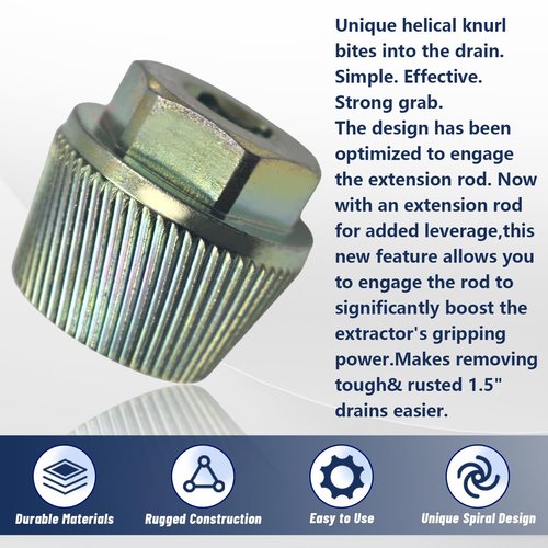 1.5" Tub Drain Extractor Removes Old Broken Stubborn and Rusted Drains with Ease Strong Grab Plumbing