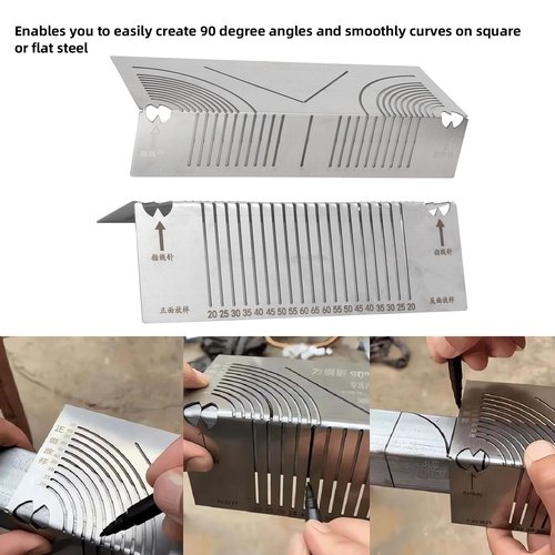 KoovDem Square Tubing Marking Tool 2 Pcs Angle and Arc Marking Tool Multi Functional Stainless Steel Linear Arc Scriber for Pipe Cutting Welding