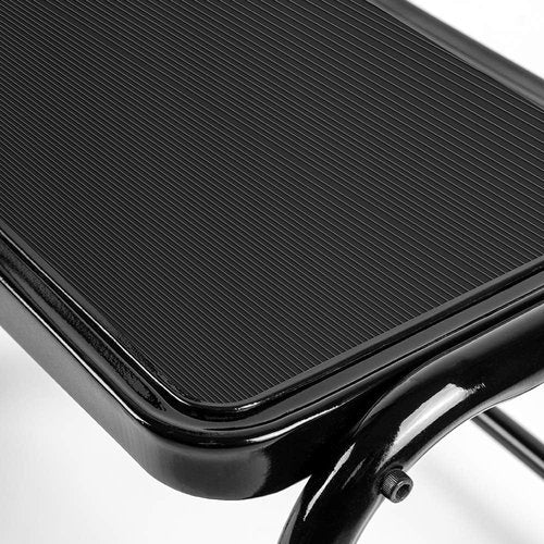 Leekpai Improved Heavy Duty Step Stool for Adults & Seniors - Metal Step Stool, 2 Support Rods Holds 350 lbs, StepStool for Bed 10.5" High,Black