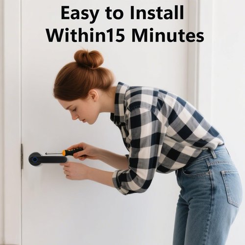 UMIK UMIKSMART Fingerprint Smart Door Lock, Biometric Door Lock with App for Bedroom, Home, Apartment, Hotel (Grey)