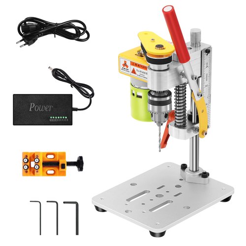 Mini Bench Drill Press, LAKIX Small Benchtop Drill Press High Precison, Low Noise, Compact Size Desktop Drilling Machine, 7-Speed B10 Chuck for Handicraft, DIY Jewelry Making, Metal Wood Working
