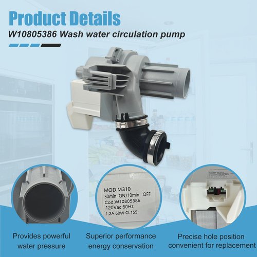W11612326 Dishwasher Circulation Pump Motor for whirlpool/kenmore/amana, Washer Drain Pump Replacement Parts W10805386 W10879262, Dishwasher Wash Water Circulation Pump fits Models WDF330PAHS3 etc
