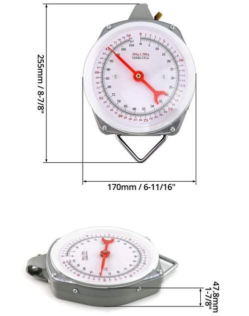 QWORK Precision Hanging Scale, 110lbs / 50kg Capacity, Dual Unit, Heavy Duty
