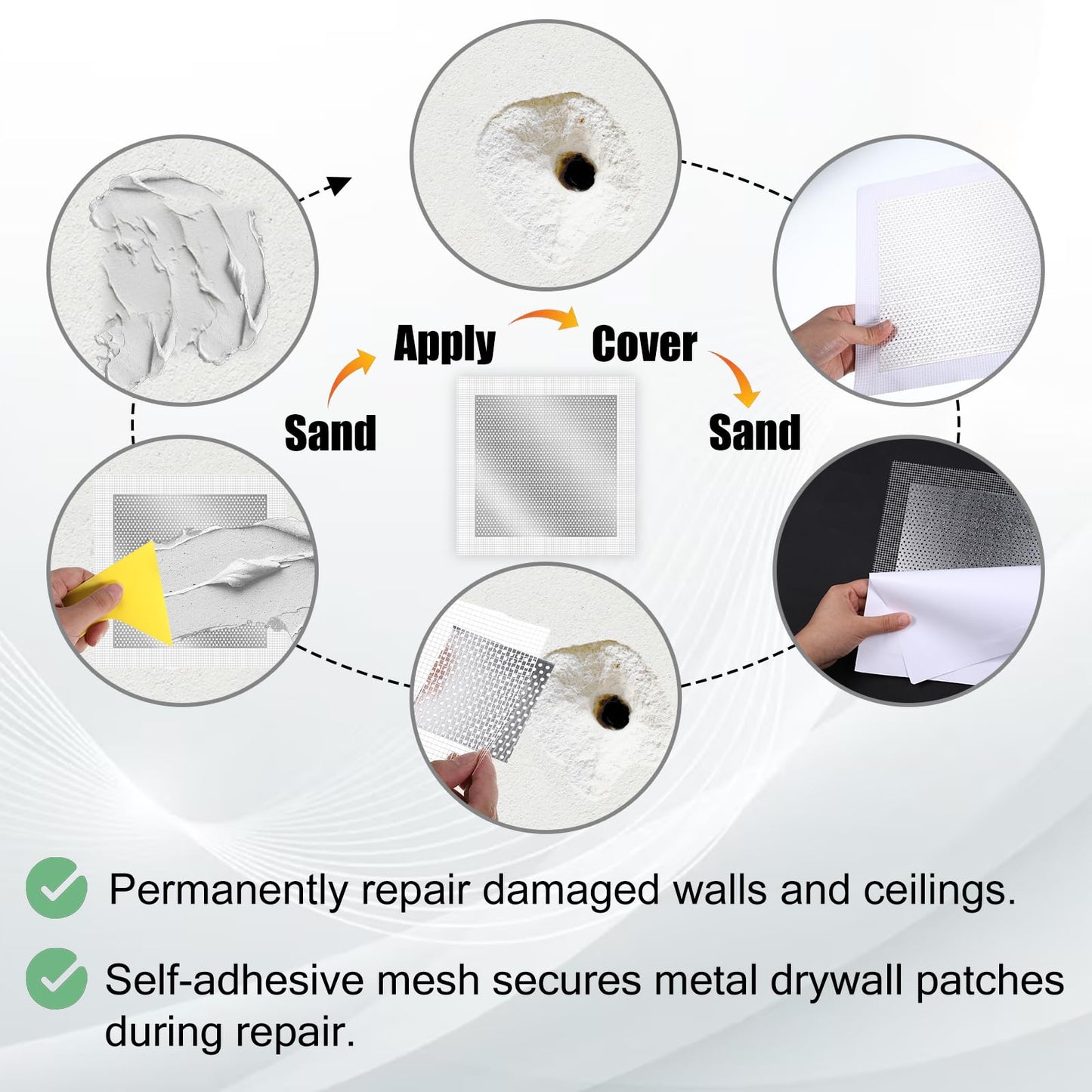 10 inch Drywall Repair Patch, 3 Pack Drywall Repair Kit Large Hole Patch-Repair for Drywalls Heavy Duty Self-Adhesive Mesh Drywalls Patch Kit, Dry Wall Hole Repair-Patch for Drywall-Plaster Wall