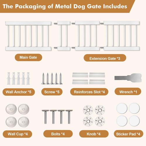 Unidevice Short Dog Gate - 14" Tall Small Puppy Safety Pet Gates Easily Step Over, 16.5"-44" Adjustable Extra Wide, Metal Doggy Door for Passageway Stairs Kitchen Bedroom Indoor, Pressure Mounted