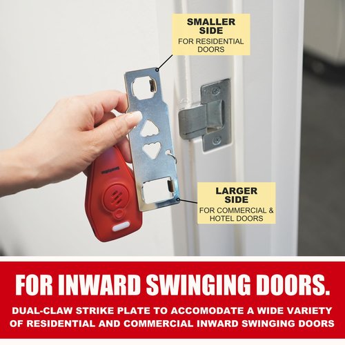 Securityman Portable Door Lock with Alarm | Hotel Door Locks for Travelers Security | Loud 130dB Door Security Device for Hotel Room, Apartment Home, & Travel Safety Inside for Women Children - Red