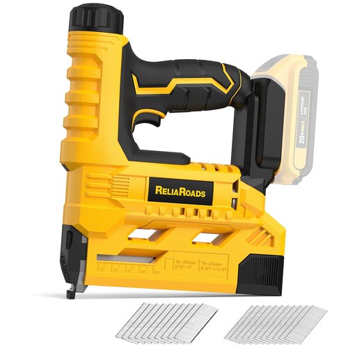 2-in-1 Cordless 18GA Brad Nailer & 1/4 Crown Stapler for DeWALT 20V MAX Battery (Tool Only) - Lightweight, 1600 Nails/Staples Included for DIY, Upholstery & Home Renovation