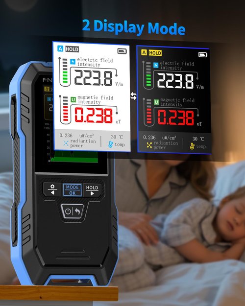 FNIRSI ERD-10 EMF Detector, 4 in 1 EMF Radiation Meter with Curve Mode, Rechargeable EMF Reader Electromagnetic Field Radio Frequency Detector for Home, Office, Ghost Hunting