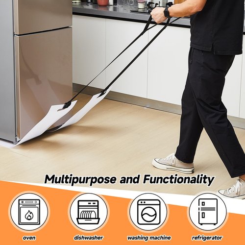 Soaoo 2 Set Appliance Slider with Pull Strap Appliance Mover with Handle Plastic Moving Furniture Gliders Heavy Duty Sliding Sheet for Tile Floors and Hardwood Floors, Glides Easily (8 x 60 Inch)
