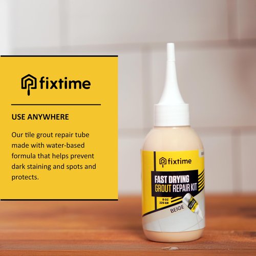 Grout Filler Repair Kit – Cream Beige Premixed Crack Filler for Floor Tiles – Fast Drying Grout Sealer with Spatula – 8 oz