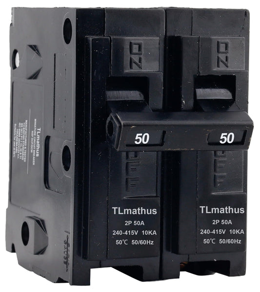 TLmathus 50 Amp 2 Pole Type QP Circuit Breaker Plug-in Mount Standard MCB Thermal Magnetic Protection, 10KA 120/240V, Compatible with Siemens PL and ES Series Load Centers(2P 50A)