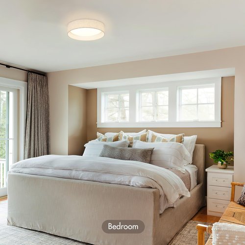 HILUXIA Modern Linen LED 13 Inch Ceiling Light Fixture with 24W 5CCT, Set of 2, Flush Mount Low Profile Room Lamp, Dimmable Minimalist Lighting for Bedroom, Kitchen, Hallway, Closet, Entryway, 2 Pack