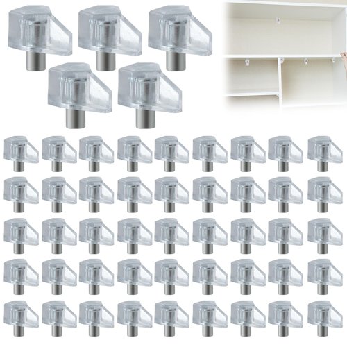 Oreutkd 50 Pcs 5mm Cabinet Shelf Support Pegs, Plastic Shelf Pegs, Transparent Pins Designed for Wood Shelving, Sturdy Replacement Supports for Furniture, Bookcases, and Storage Units