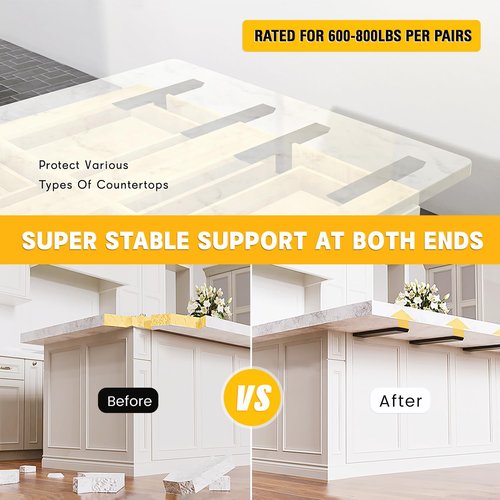 Hidden Countertop Support Bracket 18 Inch 2 Pack Heavy Duty Granite Support Bracket for Kitchen Island Bar Top Countertop