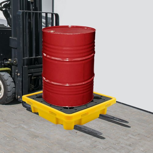Spill Containment Platform, 1 Drum Spill Containment Pallet with Drain, 2,200 lbs Load Capacity Modular Platform Containment Tray (26.4 x 26.4 x 6 Inches)