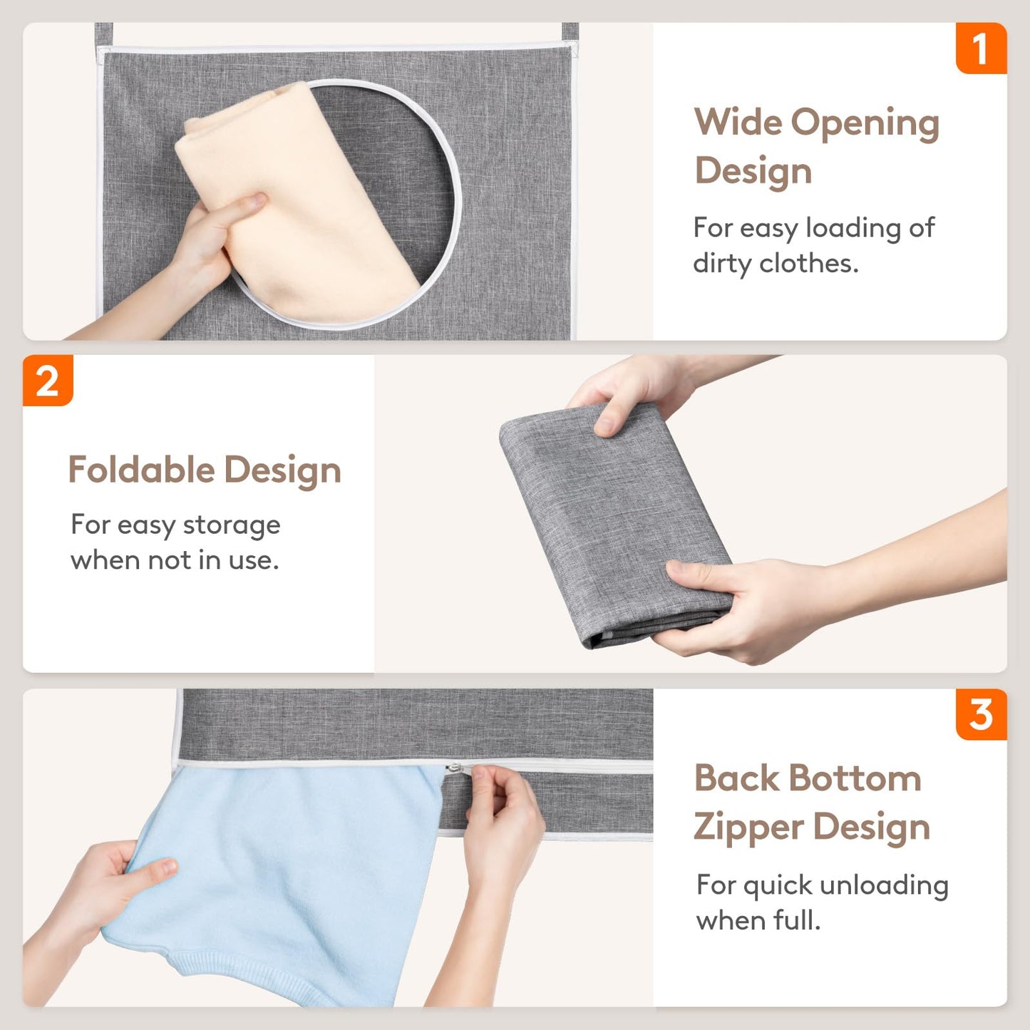 Home dormitory waterproof double pocket round mouth hanging dirty clothes basket bathroom storage hanging bag, behind the door laundry basket clothes toy storage bag easy to clean