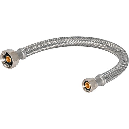 Eastman 12 inch Steel-Flex Braided Faucet Connector, 1/2 Inch FIP x 3/8 Inch Compression, Stainless Steel Faucet Supply Line, 48003