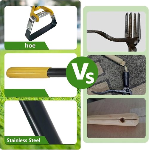Weeder Hoe Tool for Garden, Double Edge Weeder Hoe, Weeder - Weeding Tool Garden Hoe No-Rust Push-Pull Long Handle, Adjustable Weeding Loop Stirrup Hoe, for Flower Beds,Yards (3rd Section 47.24in)
