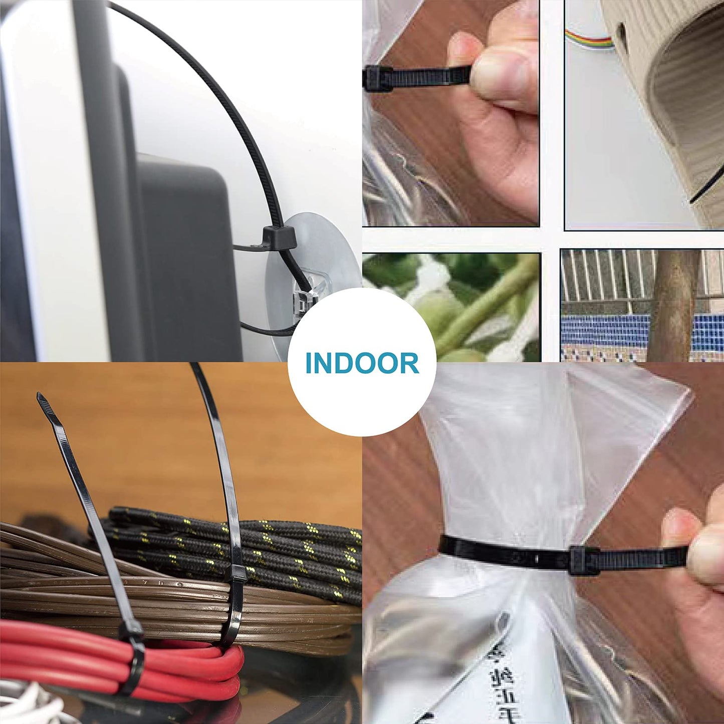 Zip Ties 8 inch with 40 lb Tensile Strength, Black Cable ties, 1000 Pack, ANOSON