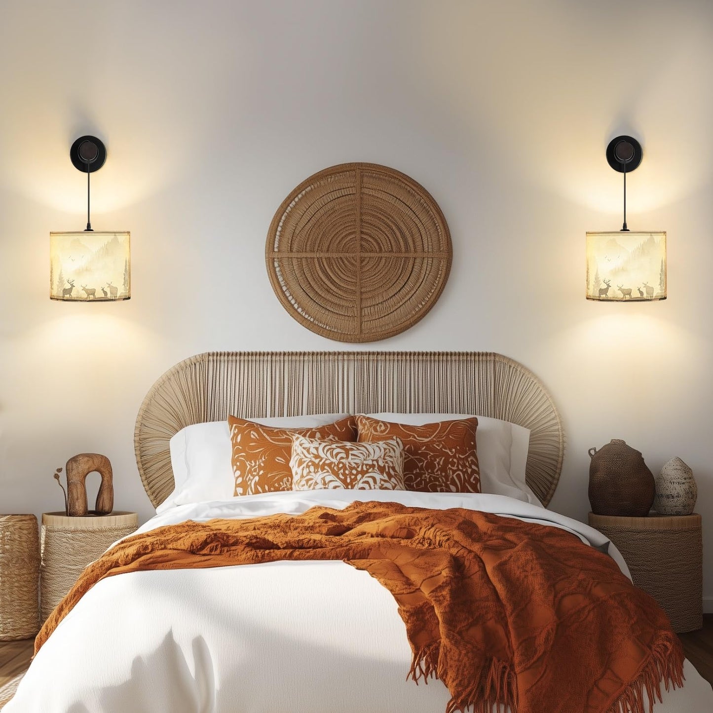 PEESIN Battery Wall Sconces Set of Two, Wall Sconces Battery Operated with Remote, Dimmable Cordless Wall Lamps, Rechargeable Wireless Sconce, Rustic Battery Wall Sconce for Living Room