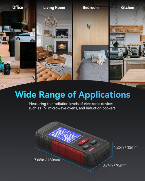 Wintact EMF Meter, EMF Radiation Meter, Digital Electromagnetic Field Radiation Detector, Rechargeable for Home EMF Frequency Inspections, Office, Outdoor and Ghost Hunting