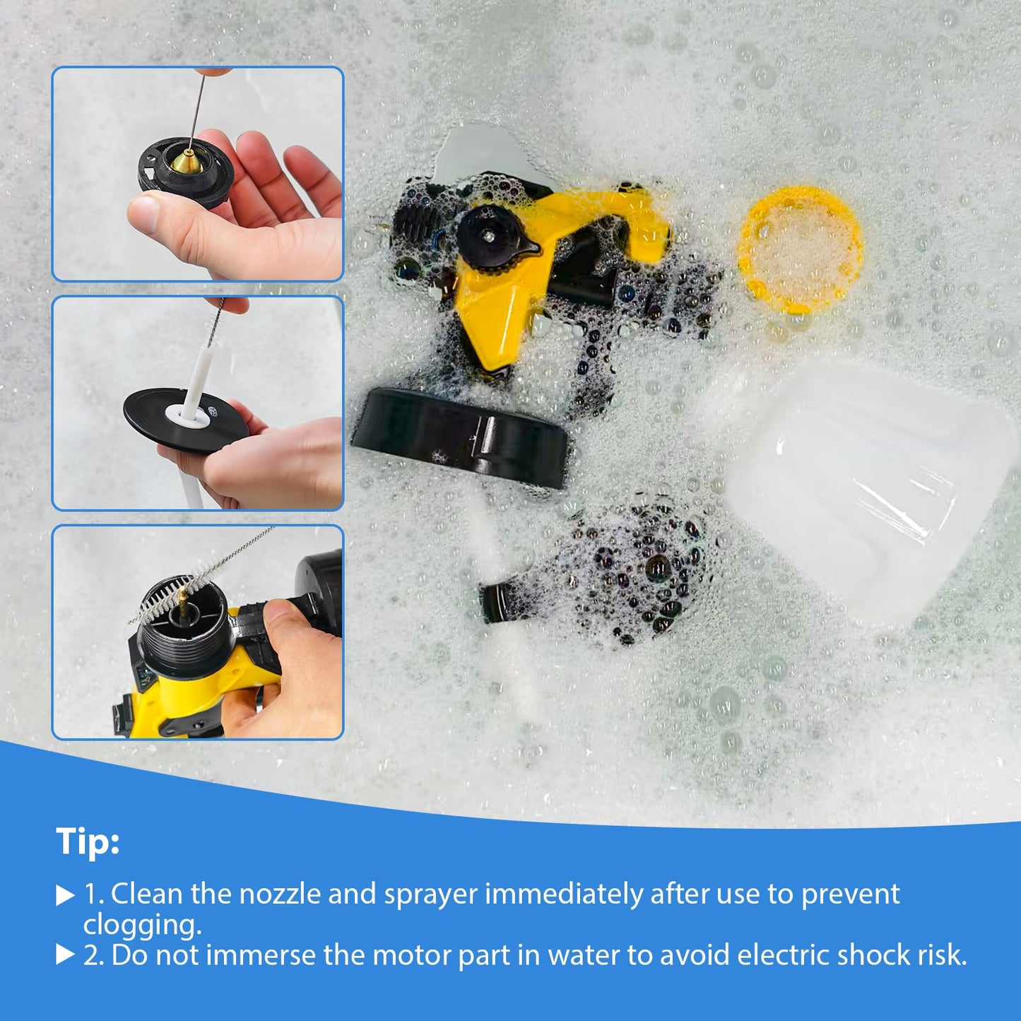 Paint Sprayer, Cordless Spray Paint Gun with 2 Batteries, 6 Brass Nozzles, Electric Paint Sprayer for House Painting Graffiti Wall Fence Furniture