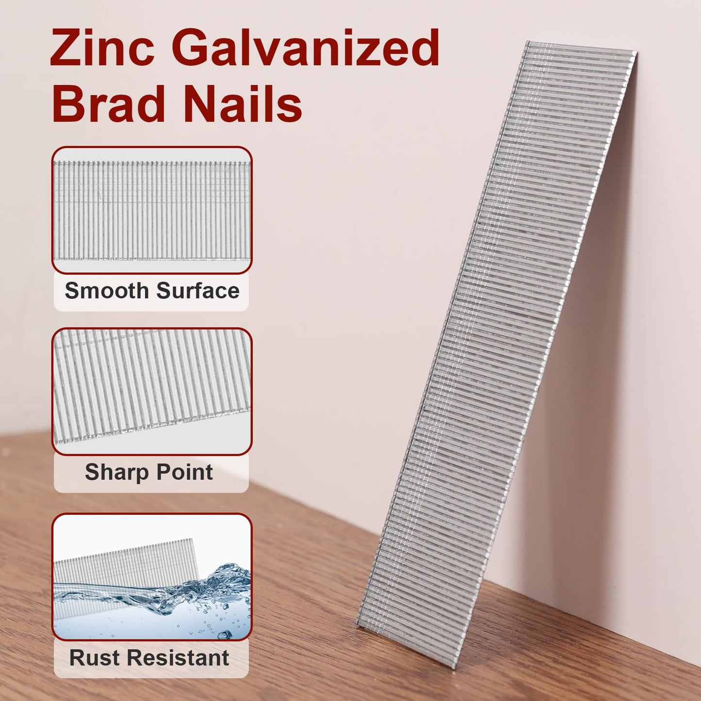 DEWBIN 18 Gauge Brad Nails, 12000 Counts 1-1/2-inch 18 GA Brad Nails, Galvanized Nails for Nail Gun, Finishing Nail Gun Nails for Pneumatic, Electric Brad Nailer Gun