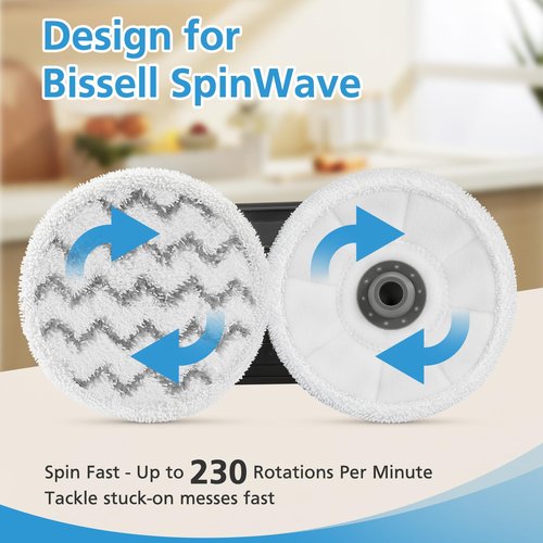 6 Pack 3897A Rotating Steam Mop Pads Replacement Compatible with Bissell SpinWave 3897A 3712C 3712W SmartSteam Scrubbing Steam Mop Cleaner, 3897 3712 Only【Not for Other Models】